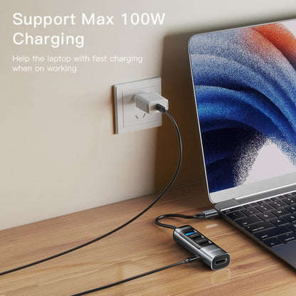 USB-C хъб Yesido HB22, 5в1, Сив