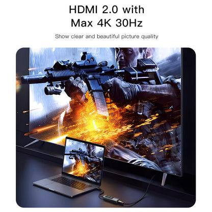 USB-C хъб Yesido HB22, 5в1, Сив