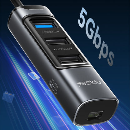 Hub USB-C Yesido HB24, 5в1, Сив