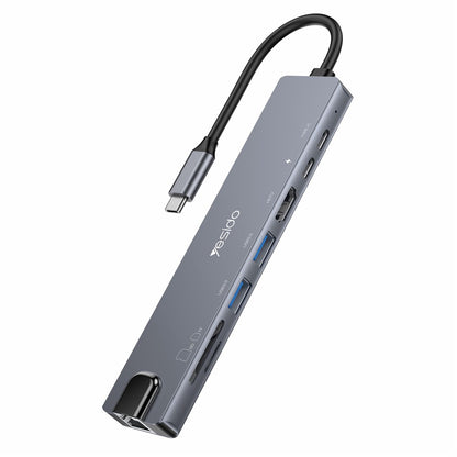 USB-C хъб Yesido HB27, 8в1, Сив