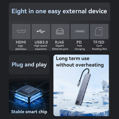 USB-C хъб Yesido HB27, 8в1, Сив