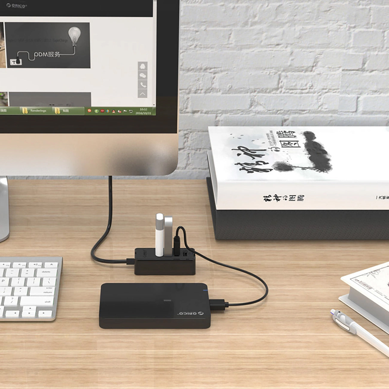 Hub USB Orico W5P-U2-100, 4 x USB-A, 1m, Черен