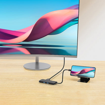 Hub USB-C Baseus Lite, 2 x USB-A 3.0 - 1 x USB-C - 1 x HDMI - 1 x SD - 1 x microSD, Черен WKQX050101