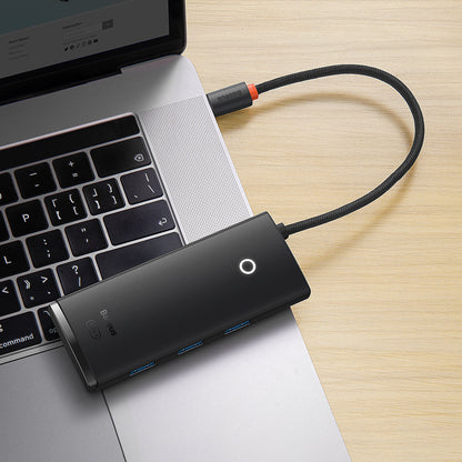 USB-C хъб Baseus Lite, 3 x USB-A 3.0 - USB-C - HDMI, Черен WKQX040001
