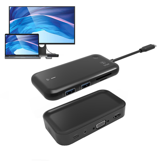 Хъб USB-C SiGN, 1 x USB-C - 1 x HDMI - 1 x VGA - 1 x 3,5 мм жак, черен SN-TVBT01 SN-TVBT01