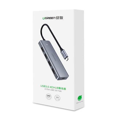 USB-C концентратор UGREEN CM219, 4 x USB-A 3.0, сив