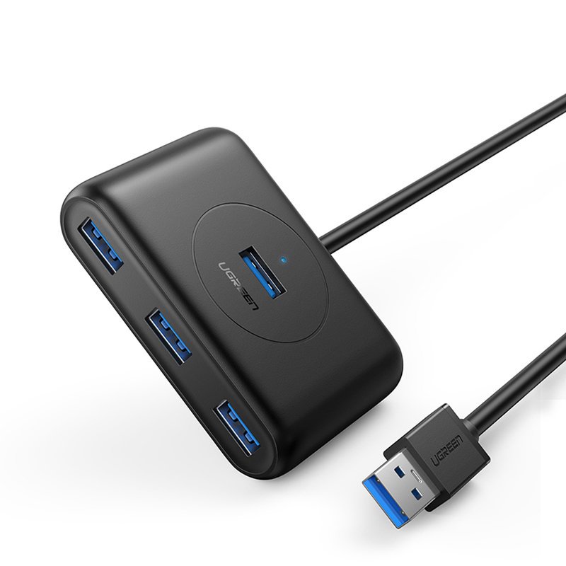 Hub USB UGREEN CR113, 4 x USB-A 3.0, 1m, Черен