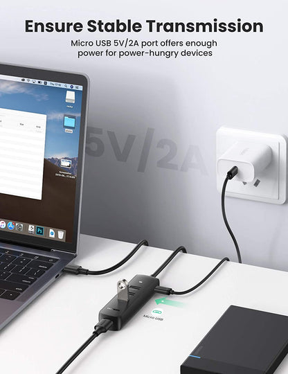 Hub USB UGREEN CM416, 4 x USB-A 3.0, 1m, Черен