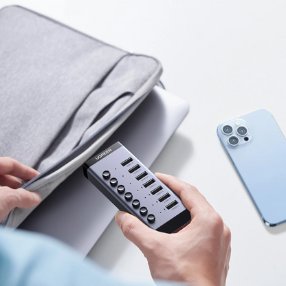 Hub USB UGREEN CM481, 7 x USB-A 3.0, Сив