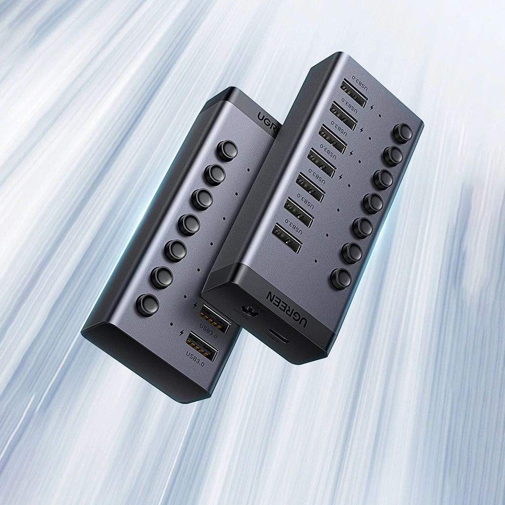 Hub USB UGREEN CM481, 7 x USB-A 3.0, Сив