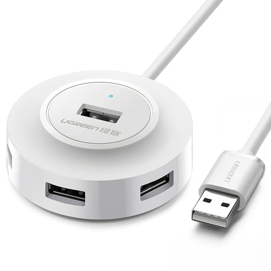Hub USB UGREEN CR106, 4 x USB-A, 1m, Бял