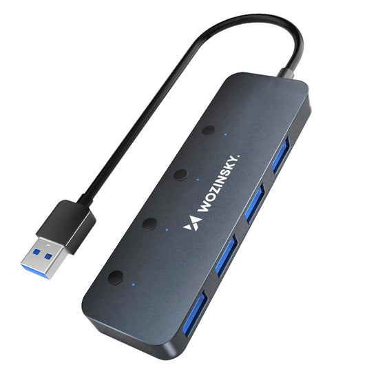 USB хъб WZK WHS080YSS, 4 x USB-A 3.0, Сив