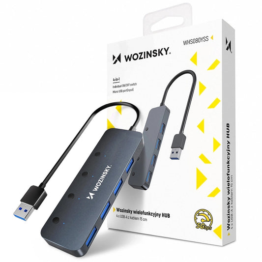 USB хъб WZK WHS080YSS, 4 x USB-A 3.0, Сив