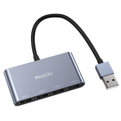 USB хъб Yesido HB12, 4в1, Сив