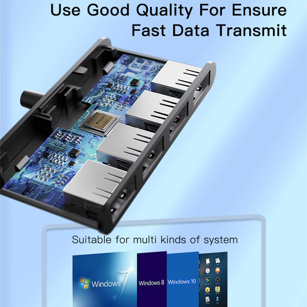 USB хъб Yesido HB12, 4в1, Сив