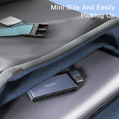USB хъб Yesido HB12, 4в1, Сив