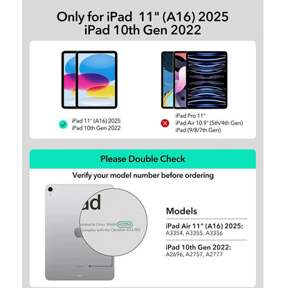 Калъф с клавиатура за Apple iPad (2025) / (2022), ESR, Rebound New, Черен