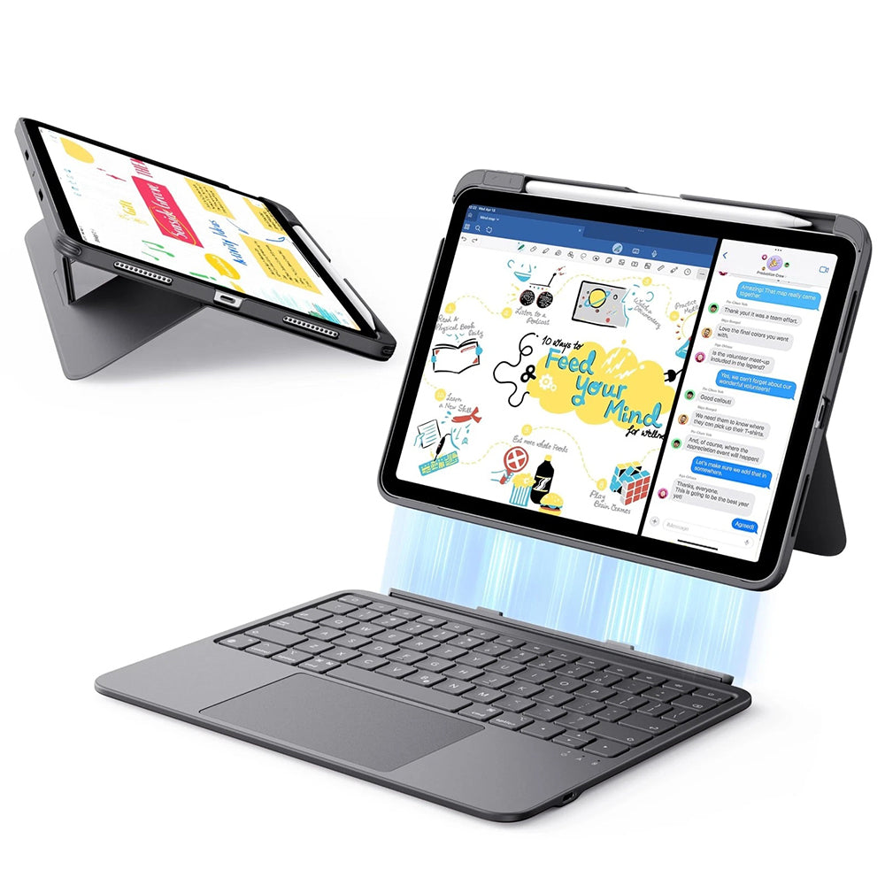 Калъф с клавиатура за Apple iPad (2025) / (2022), ESR, Flex, Сив