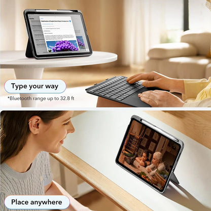 Калъф с клавиатура за Apple iPad (2025) / (2022), ESR, Flex, Сив