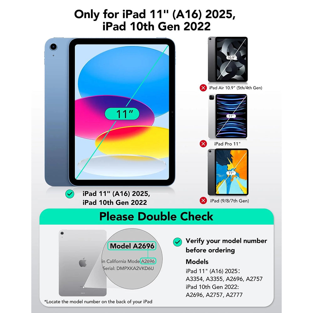 Калъф с клавиатура за Apple iPad (2025) / (2022), ESR, Flex, Сив