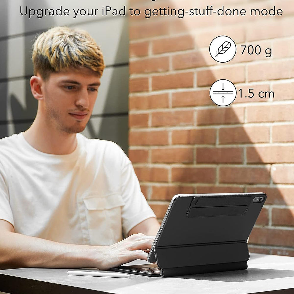 Калъф с клавиатура за Apple iPad (2025) / (2022), ESR, Rebound, Черен