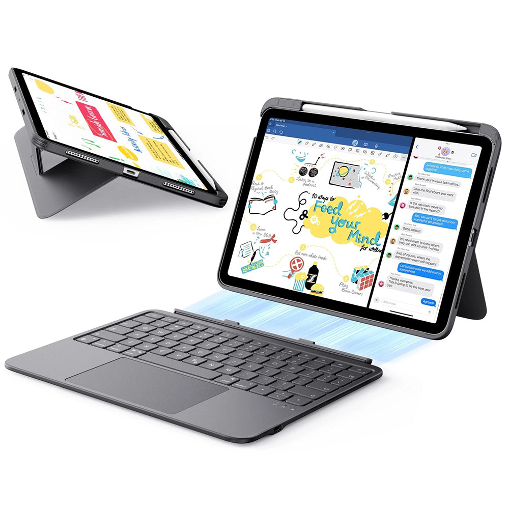 Калъф с клавиатура за Apple iPad Air 11 (2026) / iPad Air 11 (2025) / Air 11 (2024) / Air (2022) / Air (2020), ESR, Flex, Сив