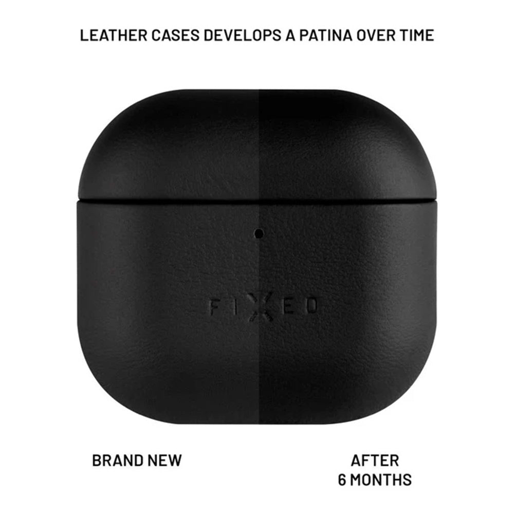 Калъф Fixed PodsLeather за Apple AirPods 4, Черен