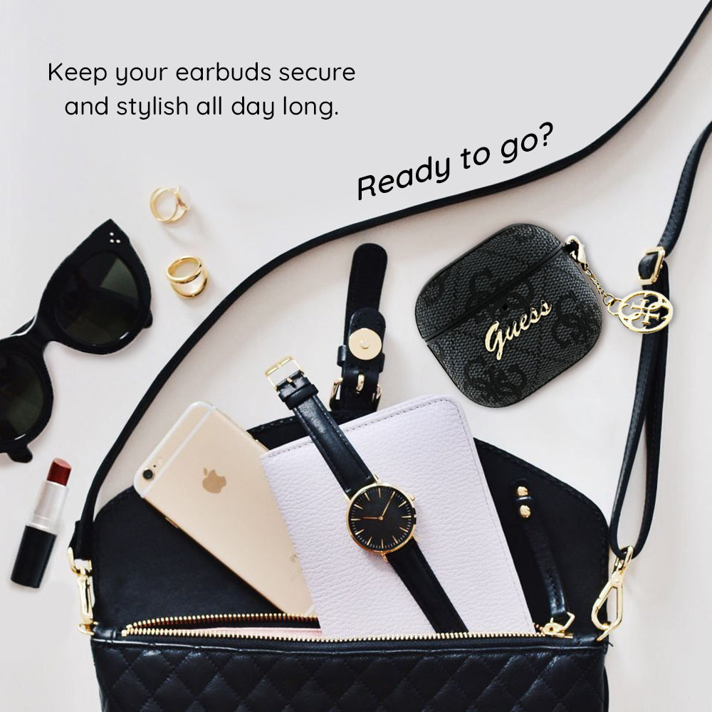 Калъф Guess 4G Charm за Apple AirPods 4, Черен