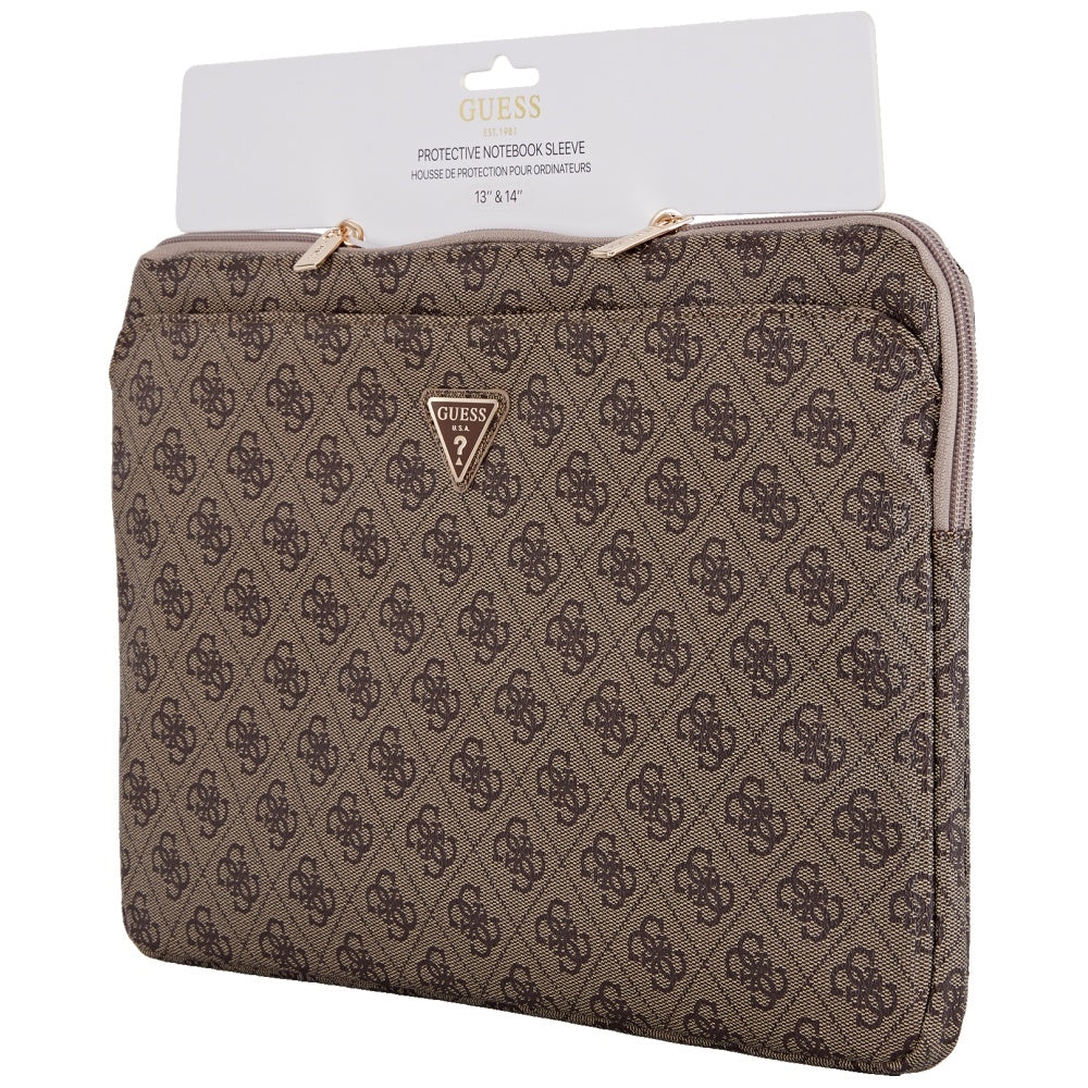 Калъф Guess 4G Triangle Logo за лаптоп 14 инча, кафяв