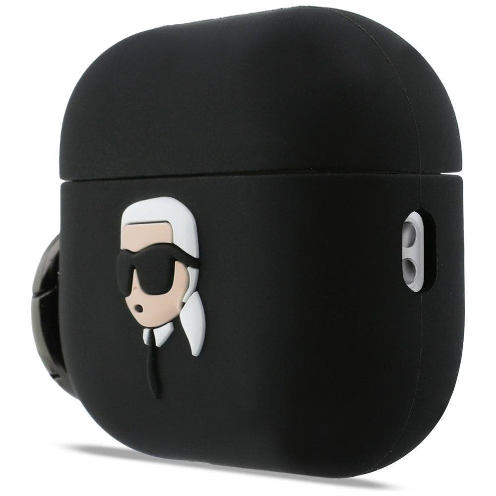 Калъф Karl Lagerfeld 3D Karl's Head за Apple Airpods Pro 3, Черен