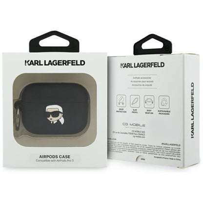 Калъф Karl Lagerfeld 3D Karl's Head за Apple Airpods Pro 3, Черен