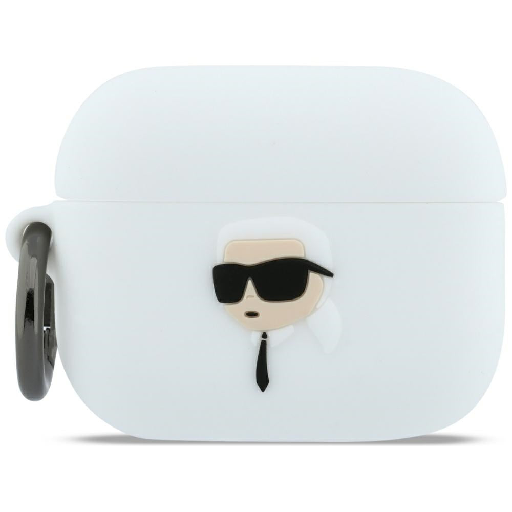 Калъф Karl Lagerfeld 3D Karl's Head за Apple AirPods Pro 3, Бял