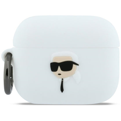 Калъф Karl Lagerfeld 3D Karl's Head за Apple AirPods Pro 3, Бял