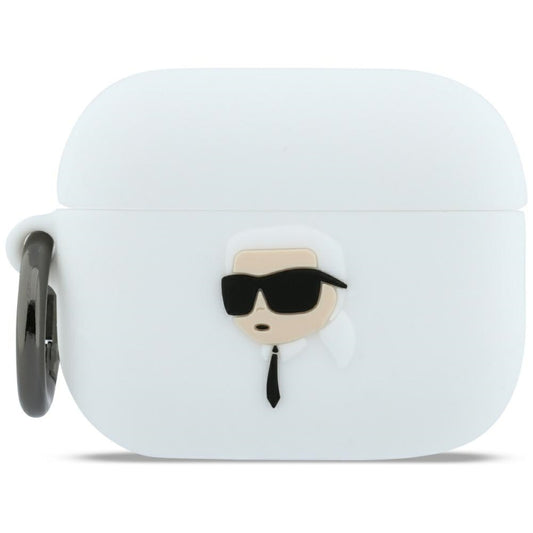 Калъф Karl Lagerfeld 3D Karl's Head за Apple AirPods Pro 3, Бял