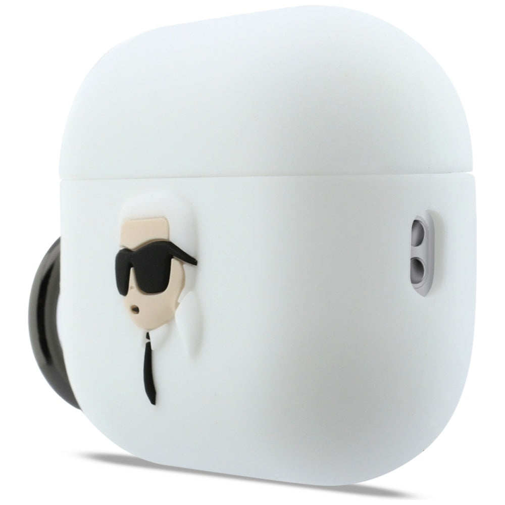 Калъф Karl Lagerfeld 3D Karl's Head за Apple AirPods Pro 3, Бял