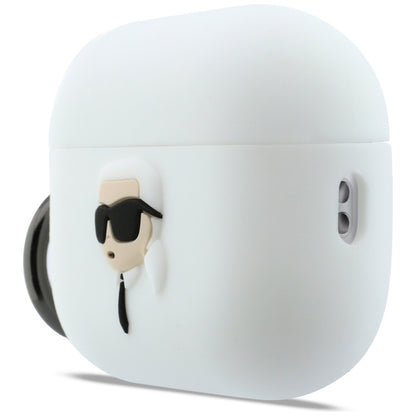 Калъф Karl Lagerfeld 3D Karl's Head за Apple AirPods Pro 3, Бял