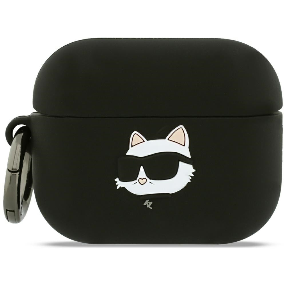 Калъф Karl Lagerfeld Silicone Choupette's Head 3D за Apple AirPods Pro 3, Черен