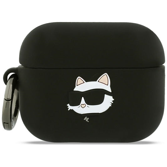 Калъф Karl Lagerfeld Silicone Choupette's Head 3D за Apple AirPods Pro 3, Черен