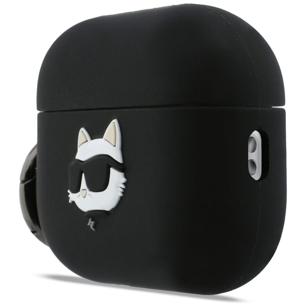 Калъф Karl Lagerfeld Silicone Choupette's Head 3D за Apple AirPods Pro 3, Черен