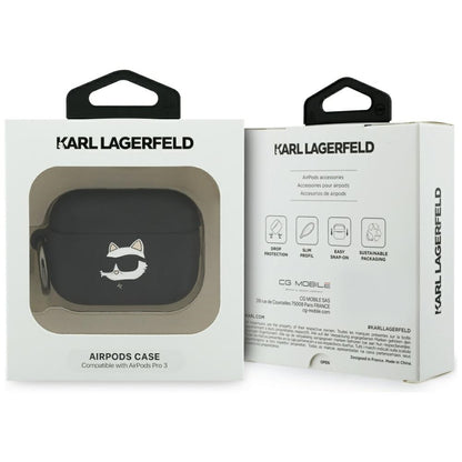 Калъф Karl Lagerfeld Silicone Choupette's Head 3D за Apple AirPods Pro 3, Черен