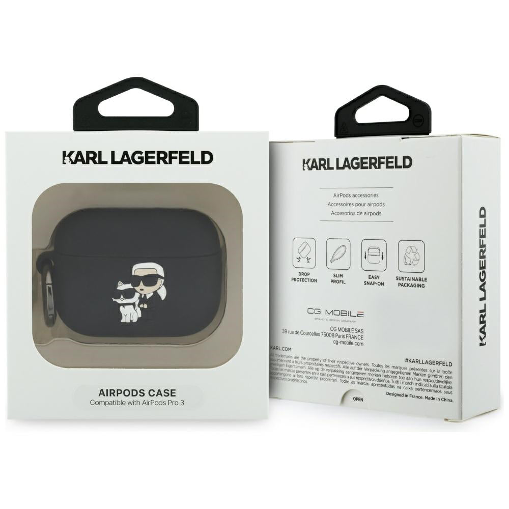 Karl Lagerfeld Silicone Karl & Choupette 3D Case for Apple AirPods Pro 3, Black