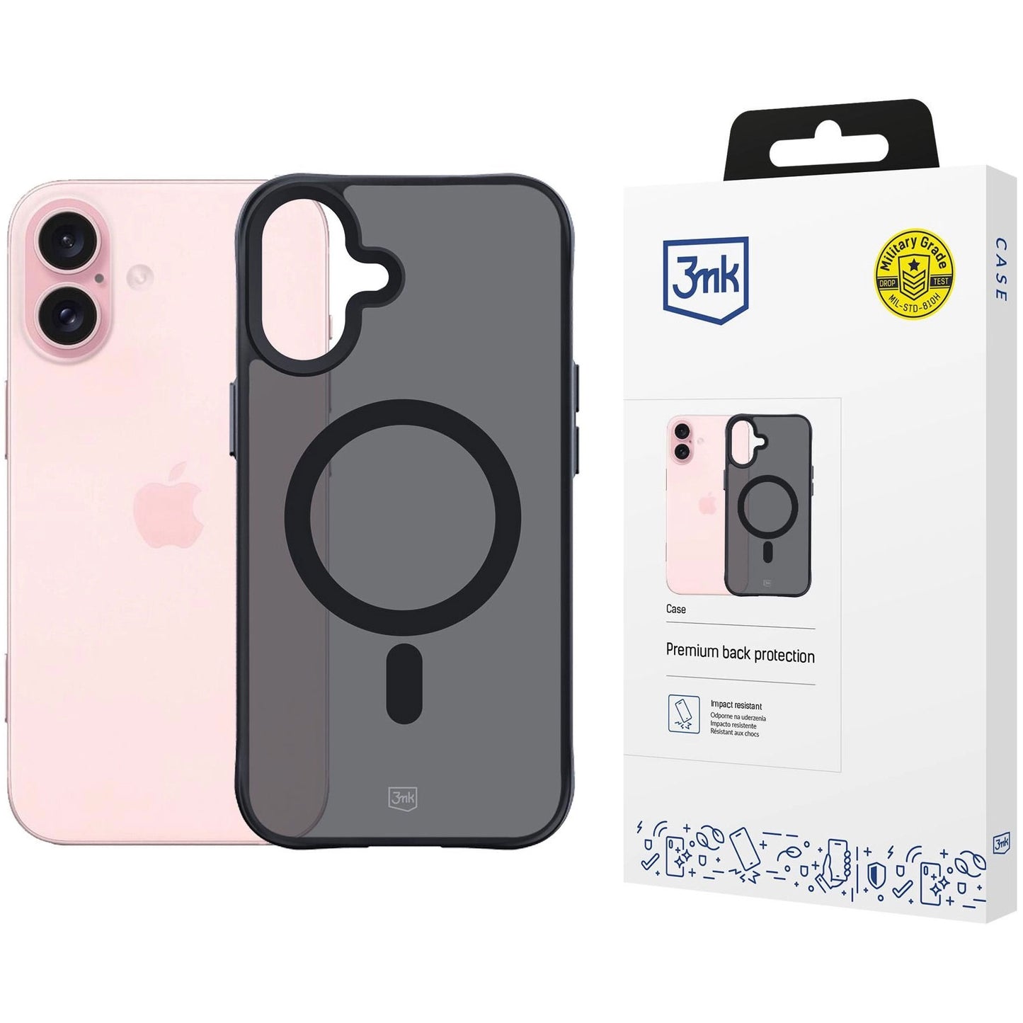Калъф MagSafe за Apple iPhone 16, 3MK, Smoke MagCase, Черен