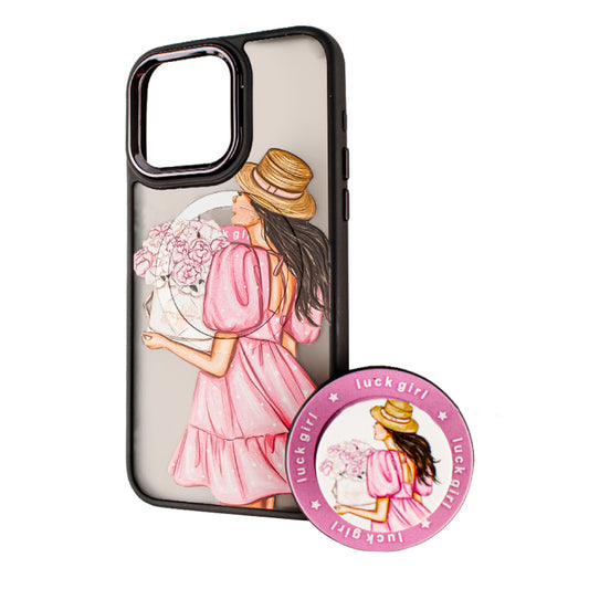Калъф MagSafe за Apple iPhone 13 Pro Max, BOTER, MagPopsocket Luck Girl, Многоцветен