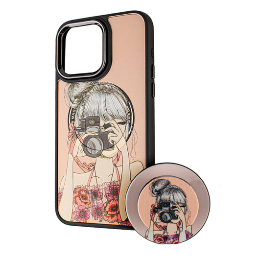 Калъф MagSafe за Apple iPhone 14 Pro, BOTER, MagPopsocket Photo Girl, Многоцветен