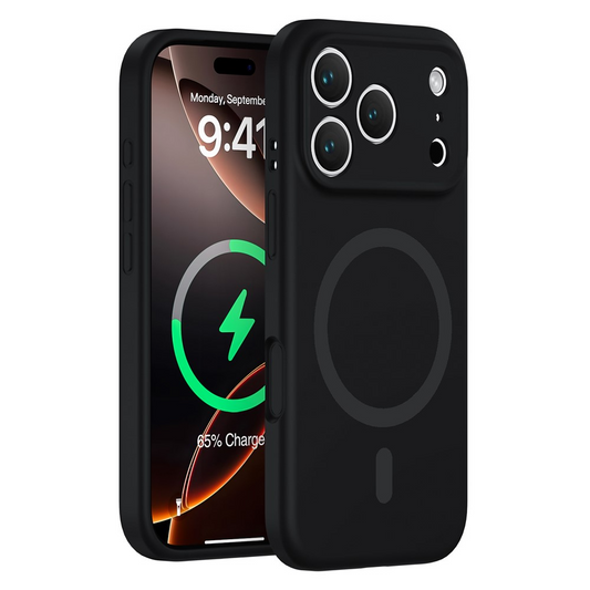 Калъф MagSafe за Apple iPhone 17 Pro Max, OEM, течен силикон, черен