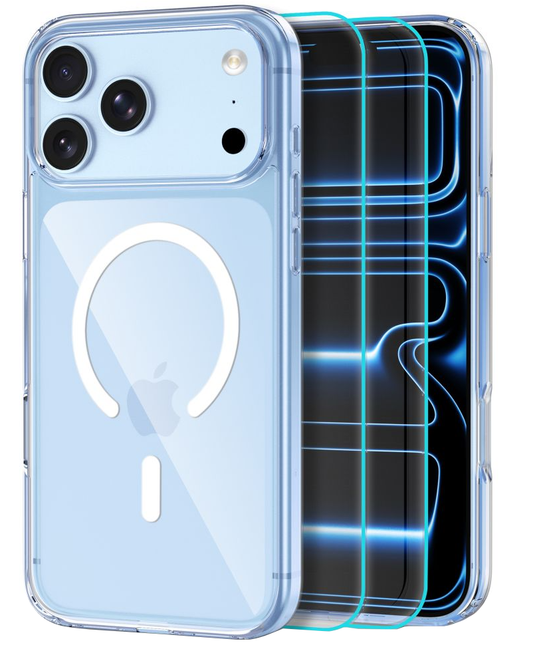 Калъф MagSafe за Apple iPhone 18 Pro Max / 17 Pro Max, Tech-Protect, Flexair Hybrid с протектор за екран, прозрачен