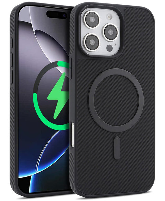 Калъф MagSafe за Apple iPhone 16 Pro, OEM, Carbon Metal Ring, Черен