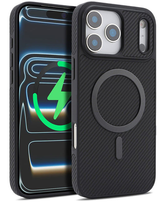 Калъф MagSafe за Apple iPhone 17 Pro, OEM, Carbon Metal Ring, Черен