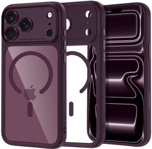 Калъф MagSafe за Apple iPhone 18 Pro Max / 17 Pro Max, Tech-Protect, MagPeak CC, Прозрачен бордо