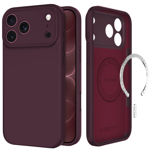 Калъф MagSafe за Apple iPhone 18 Pro Max / 17 Pro Max, Tech-Protect, силиконов, цвят бордо